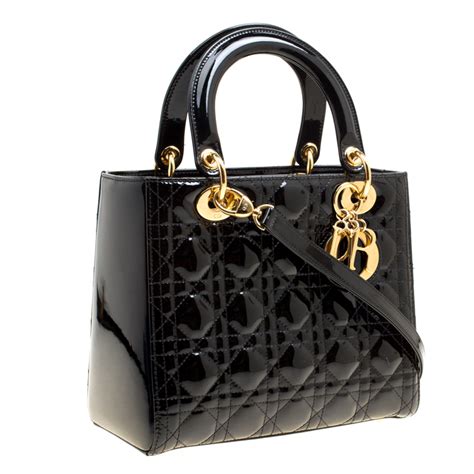 lady dior black patent bag vintage|pre owned christian Dior bag.